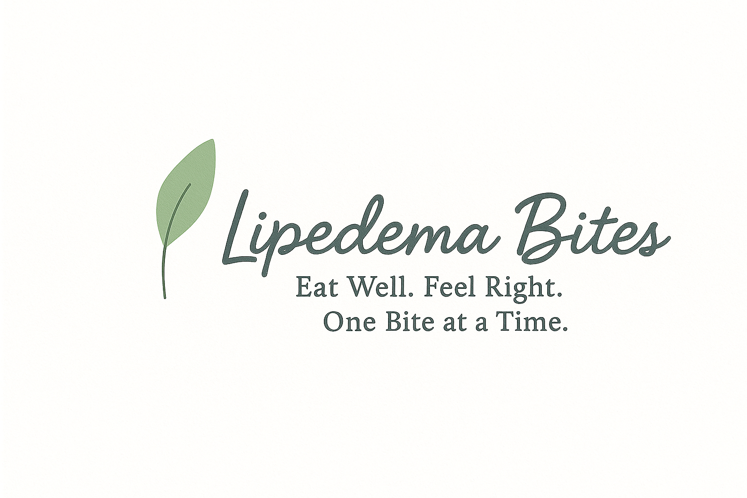 Handwritten-style “Lipedema Bites” logo in warm berry and slate tones, representing a heartfelt food and wellness journey.